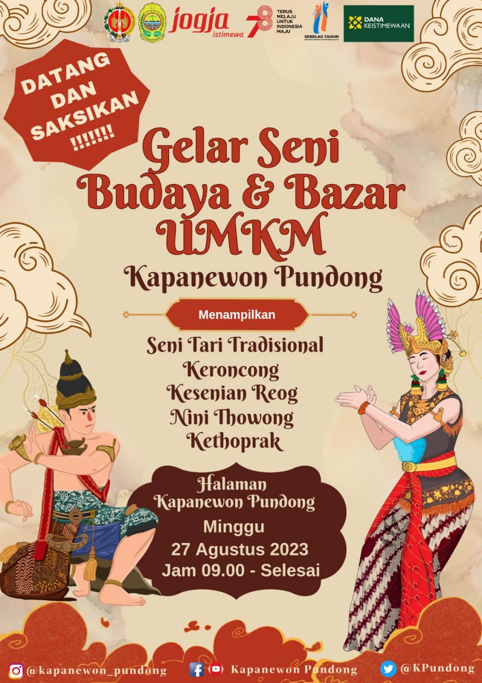 Gelar Seni Budaya dan Bazar UMKM Kapanewon Pundong 2023
